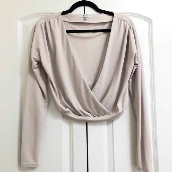 Tobi Tops - Plunging neck long sleeve